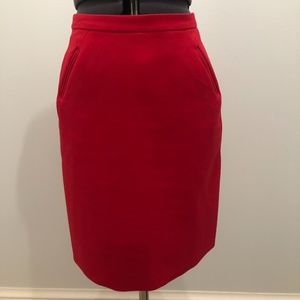 Red Pencil skirt Loft 00 Petite